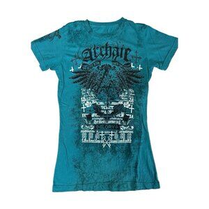 Archaic Rebel Spirit Top Womens Medium M Affliction Blue embellished y2k 90s usa
